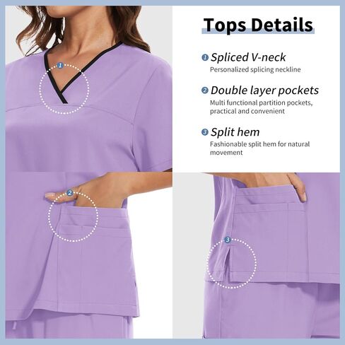 niaahinn Scrub for Women Set Y-neck Scrub Top & Cargo Pants, Breathable, Quick Drying in Kuwait