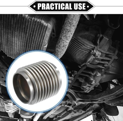 Car Exhaust Flexible Pipe, 76x100mm 2.99"x3.94" Exhaust Flex Connector Pipes Bellows Universal for Car Durable Stainless Steel Silver Tone in Saudi Arabia