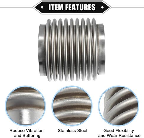 Car Exhaust Flexible Pipe, 76x100mm 2.99"x3.94" Exhaust Flex Connector Pipes Bellows Universal for Car Durable Stainless Steel Silver Tone in Saudi Arabia