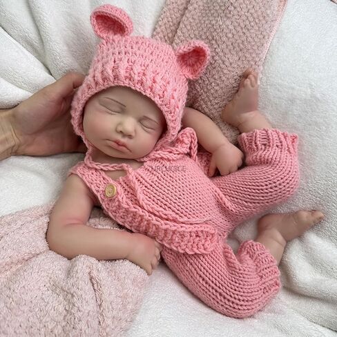 20" Full Body Solid Silicone Reborn Dolls Girl 3D Painted Newborn Baby Doll That Look Real Sleeping Babies 03 in Kuwait