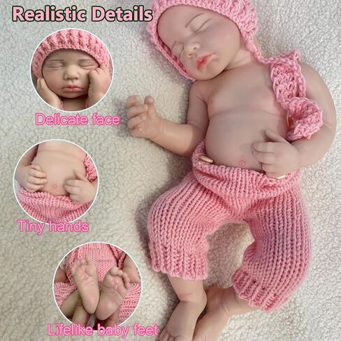 20" Full Body Solid Silicone Reborn Dolls Girl 3D Painted Newborn Baby Doll That Look Real Sleeping Babies 03 in Kuwait