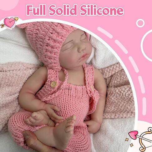 20" Full Body Solid Silicone Reborn Dolls Girl 3D Painted Newborn Baby Doll That Look Real Sleeping Babies 03 in Kuwait