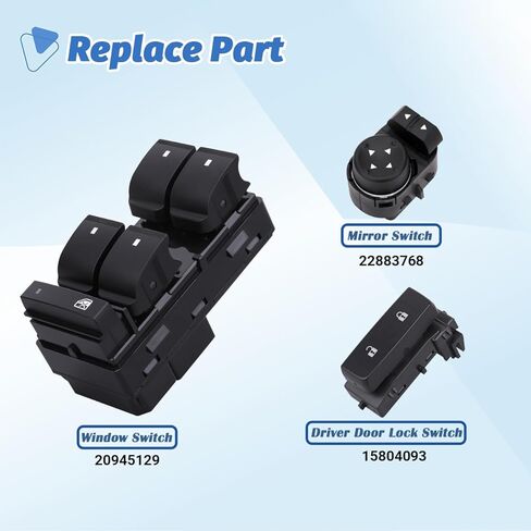 Power Window Control & Driver Door Lock Switch Compatible with 2007-2013 Chevrolet Silverado/GMC Sierra 1500, 2500HD, 3500HD in Saudi Arabia