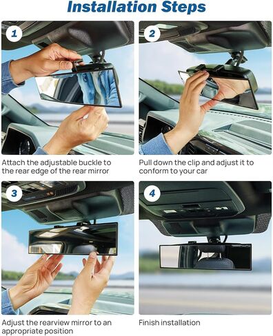 JOYTUTUS Car Universal Rearview Mirror, 1250 curvature Curved Enlarged Rear View Mirror, Effectively Reduce Blind Spot in Saudi Arabia