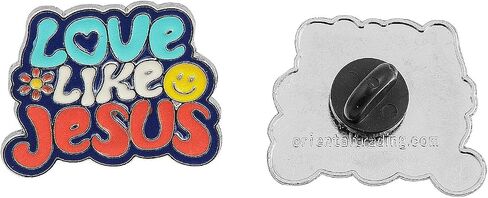 Fun Express 1 1/4" x 1" Religious Groovy Love Like Jesus Enamel Pins - 12 Pieces in Saudi Arabia