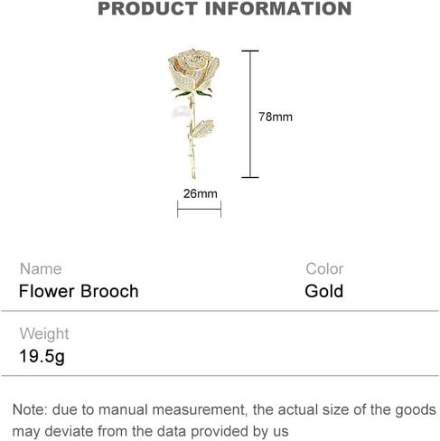 14K Gold Moissanite Rose Flower Brooch - Chic & Elegant Jacket Pin, Ideal Mother's Day Gift, Timeless Women's Accessory, Ideal for Special Occasions in Saudi Arabia