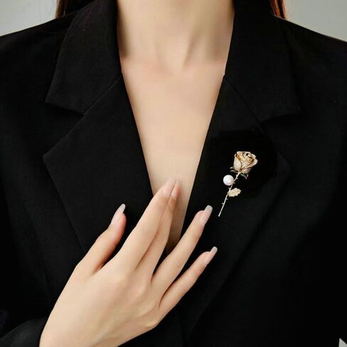 14K Gold Moissanite Rose Flower Brooch - Chic & Elegant Jacket Pin, Ideal Mother's Day Gift, Timeless Women's Accessory, Ideal for Special Occasions in Saudi Arabia