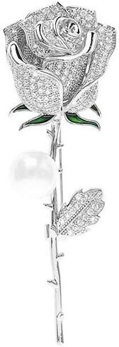14K Gold Moissanite Rose Flower Brooch - Chic & Elegant Jacket Pin, Ideal Mother's Day Gift, Timeless Women's Accessory, Ideal for Special Occasions in Saudi Arabia