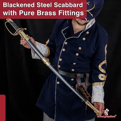 Armory Replicas - Commemorative Replica US Calvary Officer Saber - Forged Carbon Steel Decorative Collectible Engraved Civil War Sword w/Metal Scabbard in Saudi Arabia