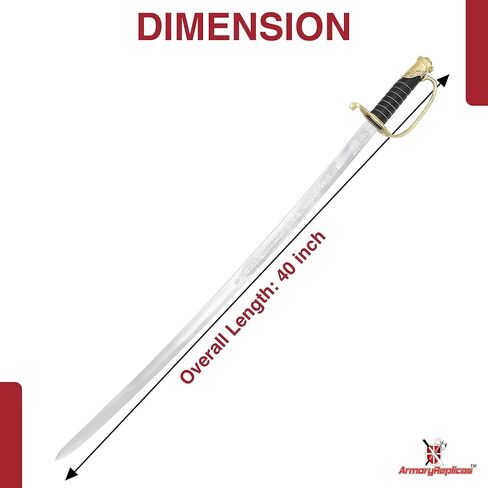 Armory Replicas - Commemorative Replica US Calvary Officer Saber - Forged Carbon Steel Decorative Collectible Engraved Civil War Sword w/Metal Scabbard in Saudi Arabia