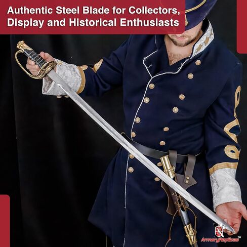 Armory Replicas - Commemorative Replica US Calvary Officer Saber - Forged Carbon Steel Decorative Collectible Engraved Civil War Sword w/Metal Scabbard in Saudi Arabia