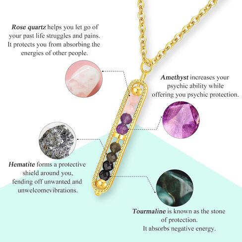 JoycuFF Crystal Necklaces for Women Energy Healing Stone Necklaces for Women Anxiety Relief Empath Protection New Beginnings Protection Spiritual Jewelry in Saudi Arabia