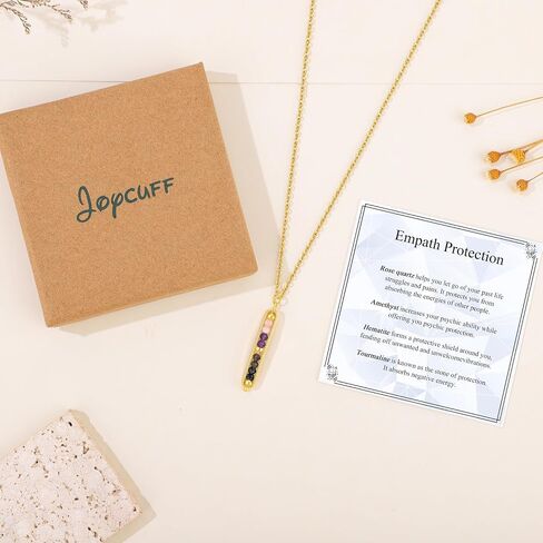 JoycuFF Crystal Necklaces for Women Energy Healing Stone Necklaces for Women Anxiety Relief Empath Protection New Beginnings Protection Spiritual Jewelry in Saudi Arabia