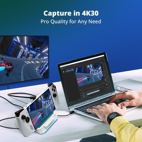 منصة AVerMedia Steam Deck مع HDMI 4K@60 هرتز، وشحن USB C، ونسخ الشاشة، والتقاط الفيديو لسطح البخار، وROG Ally، وLegion Go، وMSI Claw، وSwitch، وiPhone، وiPad - X'TRA GO GC515 in Kuwait