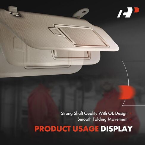 A-Premium Driver Left Side Sun Visor Compatible with Nissan Pathfinder & Infiniti QX60, JX35, 2013-2019 - with Vanity Mirror, with Vanity Light, with Sliding Sun Visor Extension, Beige in Saudi Arabia