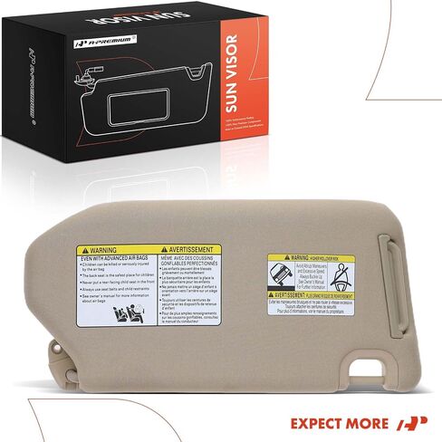 A-Premium Driver Left Side Sun Visor Compatible with Nissan Pathfinder & Infiniti QX60, JX35, 2013-2019 - with Vanity Mirror, with Vanity Light, with Sliding Sun Visor Extension, Beige in Saudi Arabia
