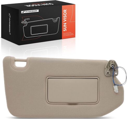 A-Premium Driver Left Side Sun Visor Compatible with Nissan Pathfinder & Infiniti QX60, JX35, 2013-2019 - with Vanity Mirror, with Vanity Light, with Sliding Sun Visor Extension, Beige in Saudi Arabia
