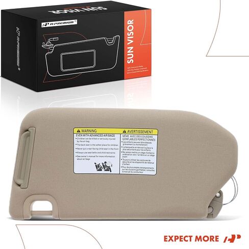 A-Premium Driver Left Side Sun Visor Compatible with Nissan Pathfinder & Infiniti QX60, JX35, 2013-2019 - with Vanity Mirror, with Vanity Light, with Sliding Sun Visor Extension, Beige in Saudi Arabia