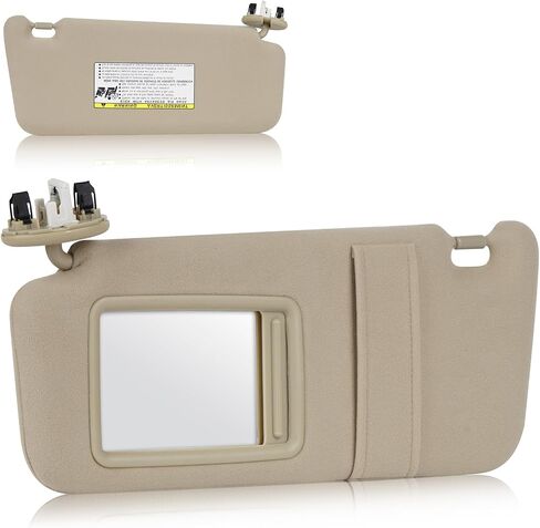 Left Driver Side Sun Visor with Light Fit for Toyota Camry (Only Fit Models with Sunroof) 2007 2008 2009 2010 2011, Replace for 74320-06800-B0 (Beige) in Kuwait