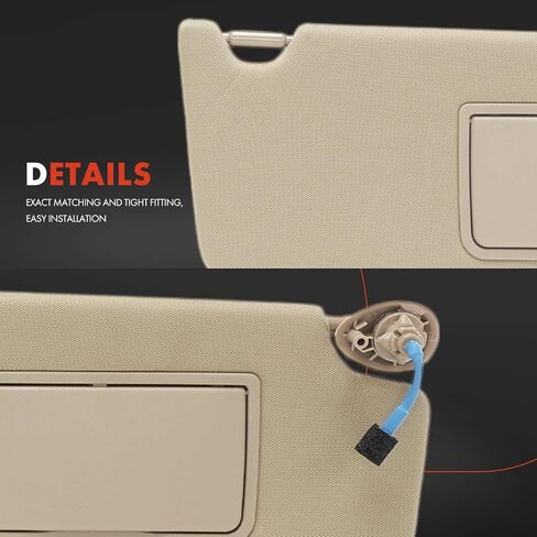 A-Premium Driver & Passenger Sun Visor Compatible with Honda Pilot 2016-2022, Ridgeline 2017-2023, Passport 2019-2022 - with Vanity Mirror, with Vanity Light, Beige Color - Replaces 83230TG7A12ZA in Kuwait