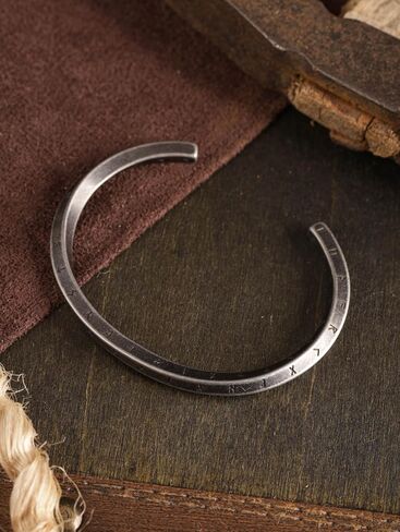 HAQUIL Oxidized Stainless Steel Viking Rune Twisted Cuff Bracelet, Viking Jewelry Gift for Men and Women in Saudi Arabia