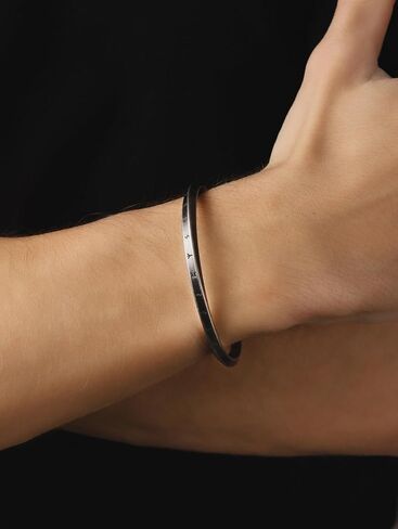 HAQUIL Oxidized Stainless Steel Viking Rune Twisted Cuff Bracelet, Viking Jewelry Gift for Men and Women in Saudi Arabia