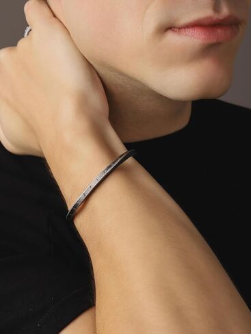 HAQUIL Oxidized Stainless Steel Viking Rune Twisted Cuff Bracelet, Viking Jewelry Gift for Men and Women in Saudi Arabia