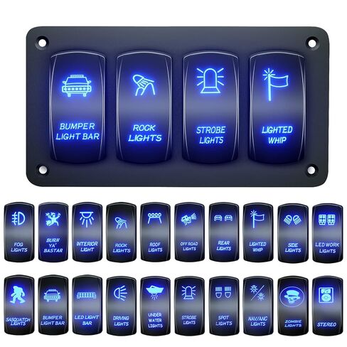 Customize Toggle Switch Panel 4 Gang Rocker Light Bar Switches Waterproof for Pickup Truck Car UTV Off Road Marine in Kuwait