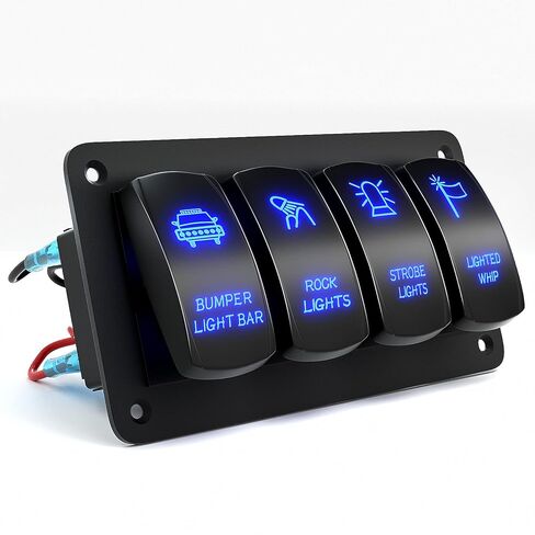 Customize Toggle Switch Panel 4 Gang Rocker Light Bar Switches Waterproof for Pickup Truck Car UTV Off Road Marine in Kuwait