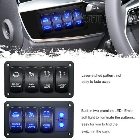 Customize Toggle Switch Panel 4 Gang Rocker Light Bar Switches Waterproof for Pickup Truck Car UTV Off Road Marine in Kuwait