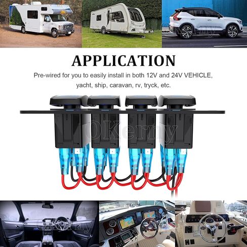 Customize Toggle Switch Panel 4 Gang Rocker Light Bar Switches Waterproof for Pickup Truck Car UTV Off Road Marine in Kuwait