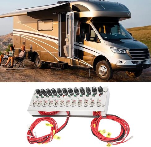 لوحة تبديل Mount Mount Pergar ، DC 12‑24V 12 Gang Rocker Switch Panel Dash Mount Toggle على لوحة التبديل الإيقاف لسباق شاحنات الشاحنات اليخوت in Saudi Arabia