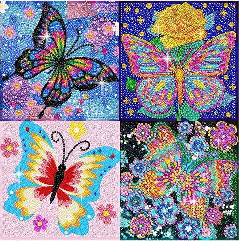 FlyingMage 4 Pack Diamond Art Painting Kits for Adults, Full Drill 5D Diamond Dots Cute Animal Paintings Kits Art and Crafts for Decoration & Gifts (Blue Seahorse+Dolphin+Turtle+Octopus) in Kuwait