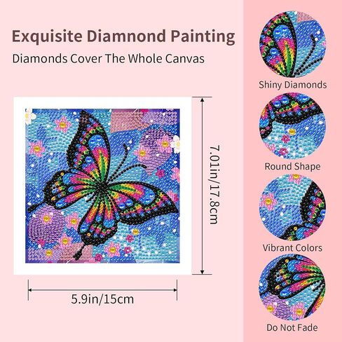 FlyingMage 4 Pack Diamond Art Painting Kits for Adults, Full Drill 5D Diamond Dots Cute Animal Paintings Kits Art and Crafts for Decoration & Gifts (Blue Seahorse+Dolphin+Turtle+Octopus) in Kuwait