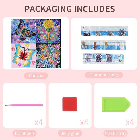FlyingMage 4 Pack Diamond Art Painting Kits for Adults, Full Drill 5D Diamond Dots Cute Animal Paintings Kits Art and Crafts for Decoration & Gifts (Blue Seahorse+Dolphin+Turtle+Octopus) in Kuwait