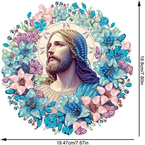 Apomelo Hanging Diamond Art Kit Jesus, Religious Diamond Art Kit for Adult, Special Gem Diamond Art Pendant Hanging Ornament Kit, Wreath Jesus in Kuwait