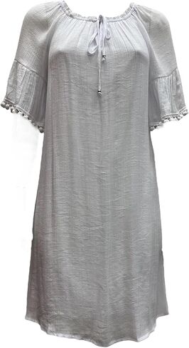 MLLE GABRIELLE WOMENS SOLD KNEE LENGE STROP STORCH NECK مع فستان مبطن مع تفاصيل بوم بوم الفرنسية in Kuwait