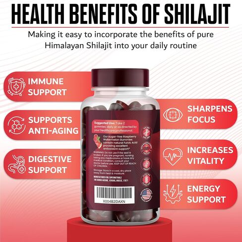 Premium Quality Himalayan Shilajit Gummies for Men & Women – Sugar Free – Organic – Non-GMO - Vegan Friendly - 1000mg Pure Shilajit Extract - Energy & Focus Boost - Immune Support in Saudi Arabia
