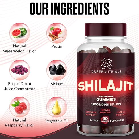 Premium Quality Himalayan Shilajit Gummies for Men & Women – Sugar Free – Organic – Non-GMO - Vegan Friendly - 1000mg Pure Shilajit Extract - Energy & Focus Boost - Immune Support in Saudi Arabia