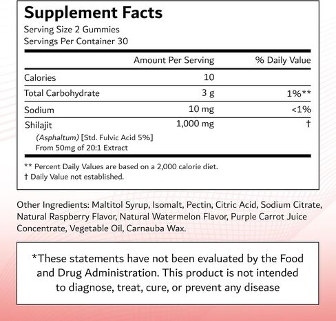 Premium Quality Himalayan Shilajit Gummies for Men & Women – Sugar Free – Organic – Non-GMO - Vegan Friendly - 1000mg Pure Shilajit Extract - Energy & Focus Boost - Immune Support in Saudi Arabia