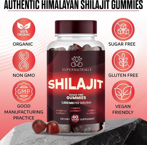 Premium Quality Himalayan Shilajit Gummies for Men & Women – Sugar Free – Organic – Non-GMO - Vegan Friendly - 1000mg Pure Shilajit Extract - Energy & Focus Boost - Immune Support in Saudi Arabia