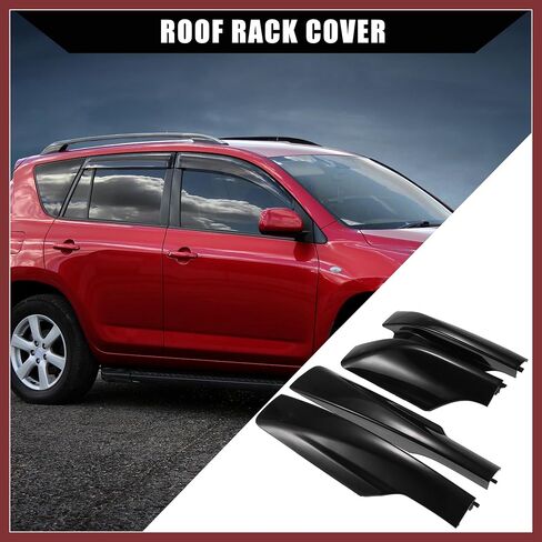 قشرة حماية قضبان الرف العلوية / السقف من تويوتا RAV4 2006-2012 / Rails End Cover Cover Cap / 4 PCS / Black Replic in Saudi Arabia