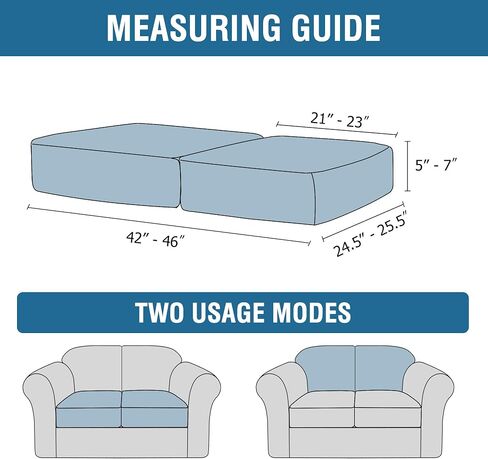 H.VERSAILTEX Water Resistant Woven Linen Look Couch Cushion Covers Individual Seat Couch Slipcover Set Loveseat Cushion Covers for 2 Cushion Cushion Protector Slipcovers (2 Pack, Grey) in Saudi Arabia