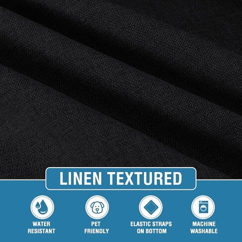 H.VERSAILTEX Water Resistant Woven Linen Look Couch Cushion Covers Individual Seat Couch Slipcover Set Loveseat Cushion Covers for 2 Cushion Cushion Protector Slipcovers (2 Pack, Grey) in Saudi Arabia