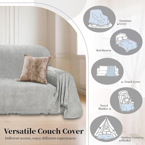 1OO% Waterproof Sectional Couch Covers for Dogs Chenille L Shape Sofa Cover Blanket Set 2 Pieces Sectional Slipcover with Tassel Soft Washable Pet Furniture Protector (X-Large, Charcoal Grey) in Kuwait