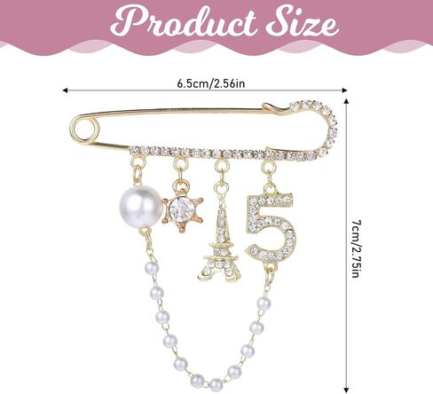 Number 5 Lapel Brooches and Pins, Designer Brooches for Women Vintage Gold Pins and Brooch Imitating Pearl Rhinestone Brooch Pin Fashion Lapel Pin for Wedding Banquet Jewelry Gift in Saudi Arabia
