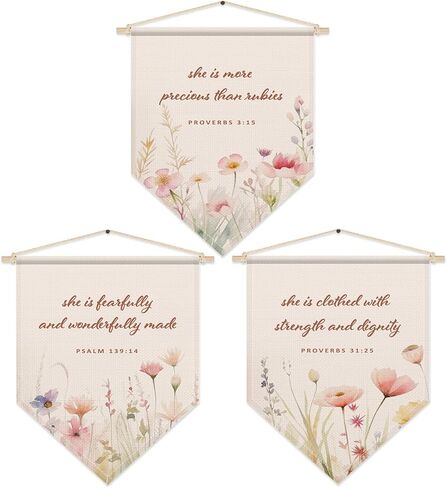 Christian Bible Verse Wall Decor, Scripture Posters Hanger Frame, Praise God From Whom All Blessings Flow, Doxology Pennant Flag Banner, Bedroom Nursery Wall Art, Baby Shower Gifts for Baby Boy Girl in Kuwait