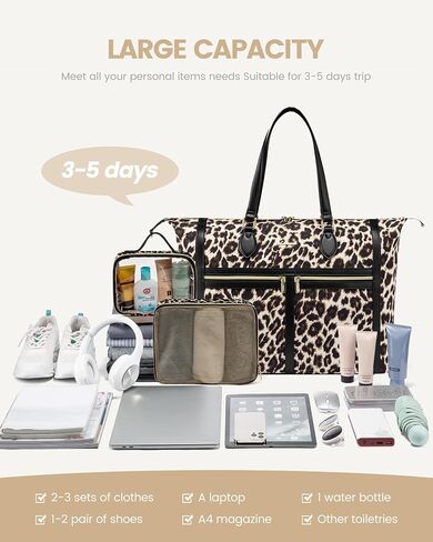 LoveVook Travel Weekender 4-in-1 Duffle مع مقصورة الأحذية ، وحمل على حقيبة ليلة وضحاها ، وحقيبة أدوات الزينة والجيب الرطب ، وحمل كبير لمستشفى توصيل النساء in Kuwait