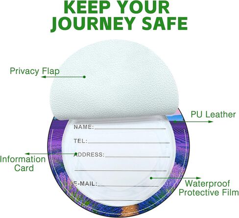 Round Cute Luggage Tags 2 Pack Colorful Abstract Retro Wavy Creative Baggage Tags,Cruise Travel Baggage Suitcases Tag with Stainless Steel Loop ID Tag Privacy Flap in Kuwait