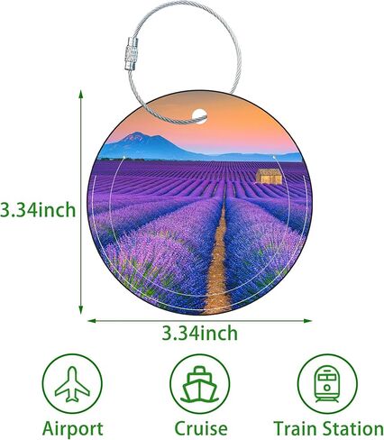 Round Cute Luggage Tags 2 Pack Colorful Abstract Retro Wavy Creative Baggage Tags,Cruise Travel Baggage Suitcases Tag with Stainless Steel Loop ID Tag Privacy Flap in Kuwait